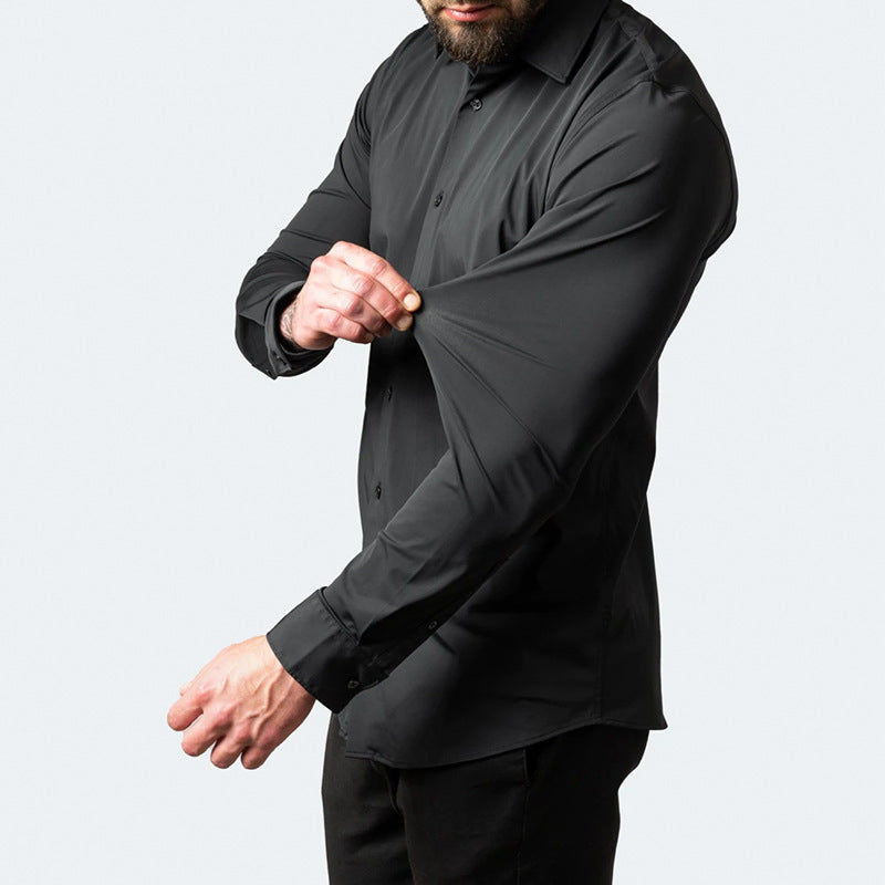 Chemise Homme Infroissable en Tissu Extensible à Manches Longues