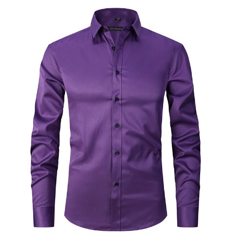 Chemise Homme Infroissable en Tissu Extensible à Manches Longues