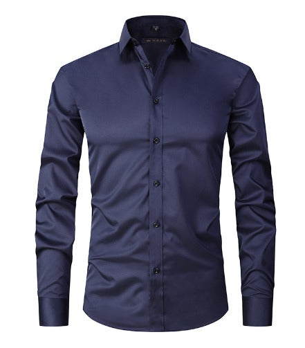 Chemise Homme Infroissable en Tissu Extensible à Manches Longues