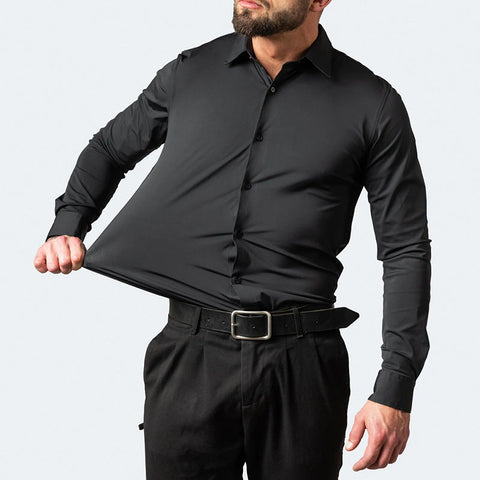 Chemise Homme Infroissable en Tissu Extensible à Manches Longues