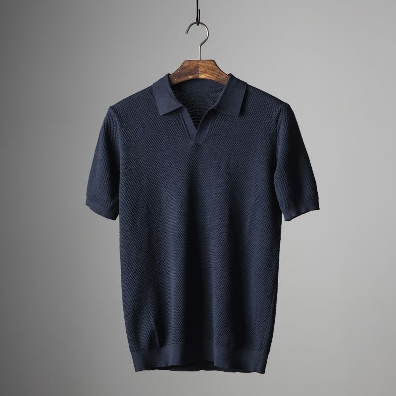 Polo en Maille 100% Coton à Manches Courtes avec Col à Revers pour Homme