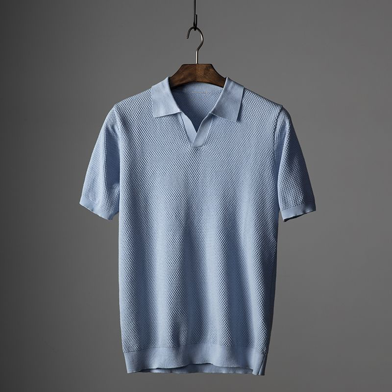 Polo en Maille 100% Coton à Manches Courtes avec Col à Revers pour Homme