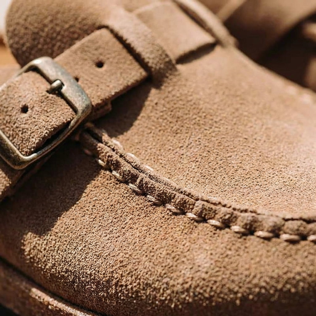 Mules en Cuir Microfibre avec Boucle Réglable et Semelle en Caoutchouc pour Femme