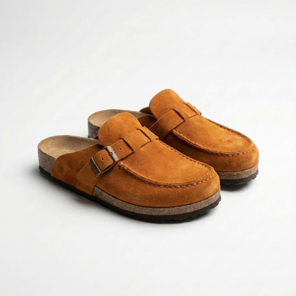 Mules en Cuir Microfibre avec Boucle Réglable et Semelle en Caoutchouc pour Femme