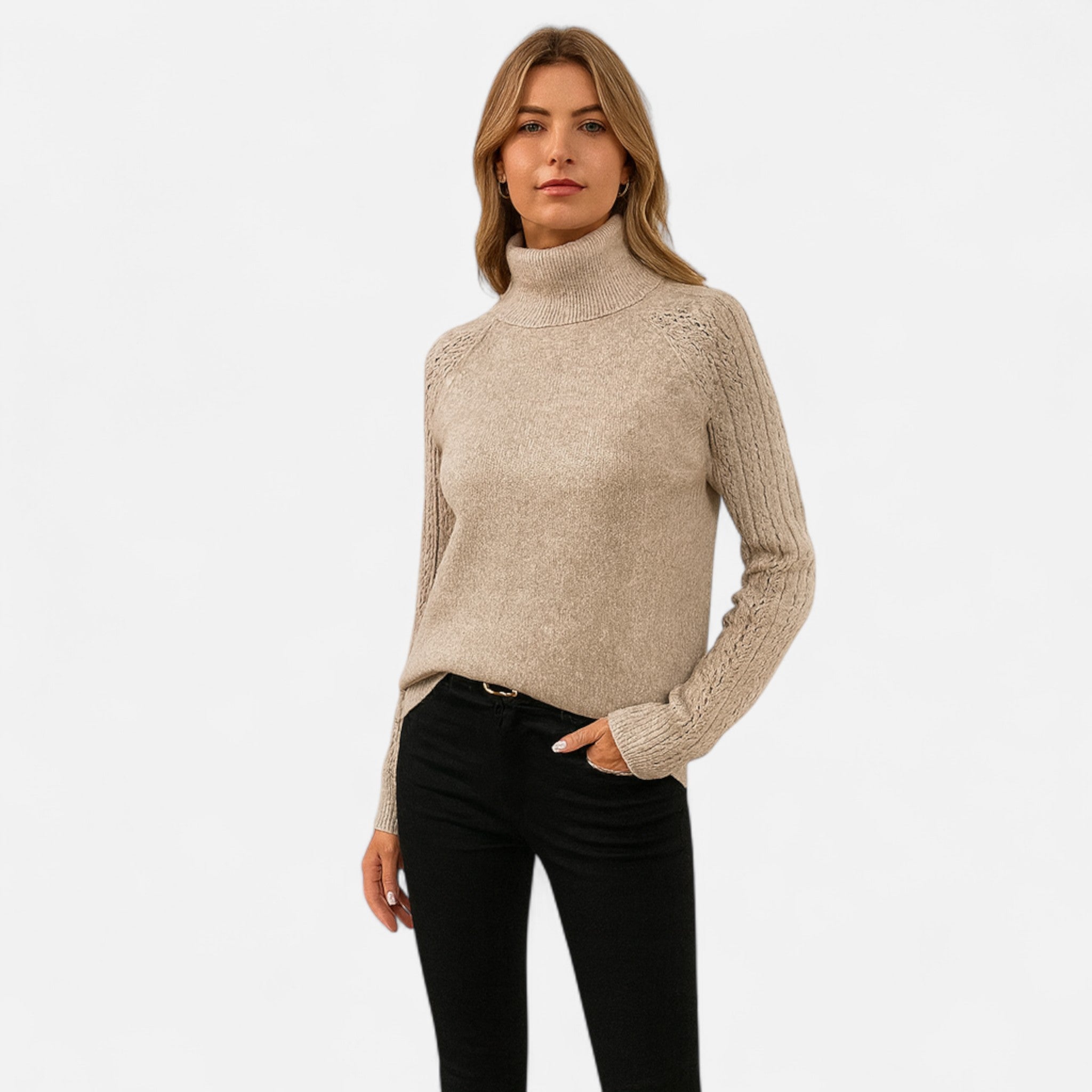 Velclairemode.com | Women's high-neck, long-sleeved sweater