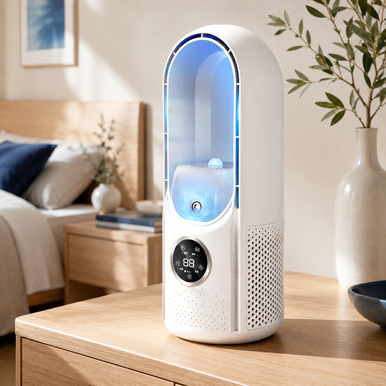 Tichý stolní ventilátor bez lopatek s 3 režimy větru
