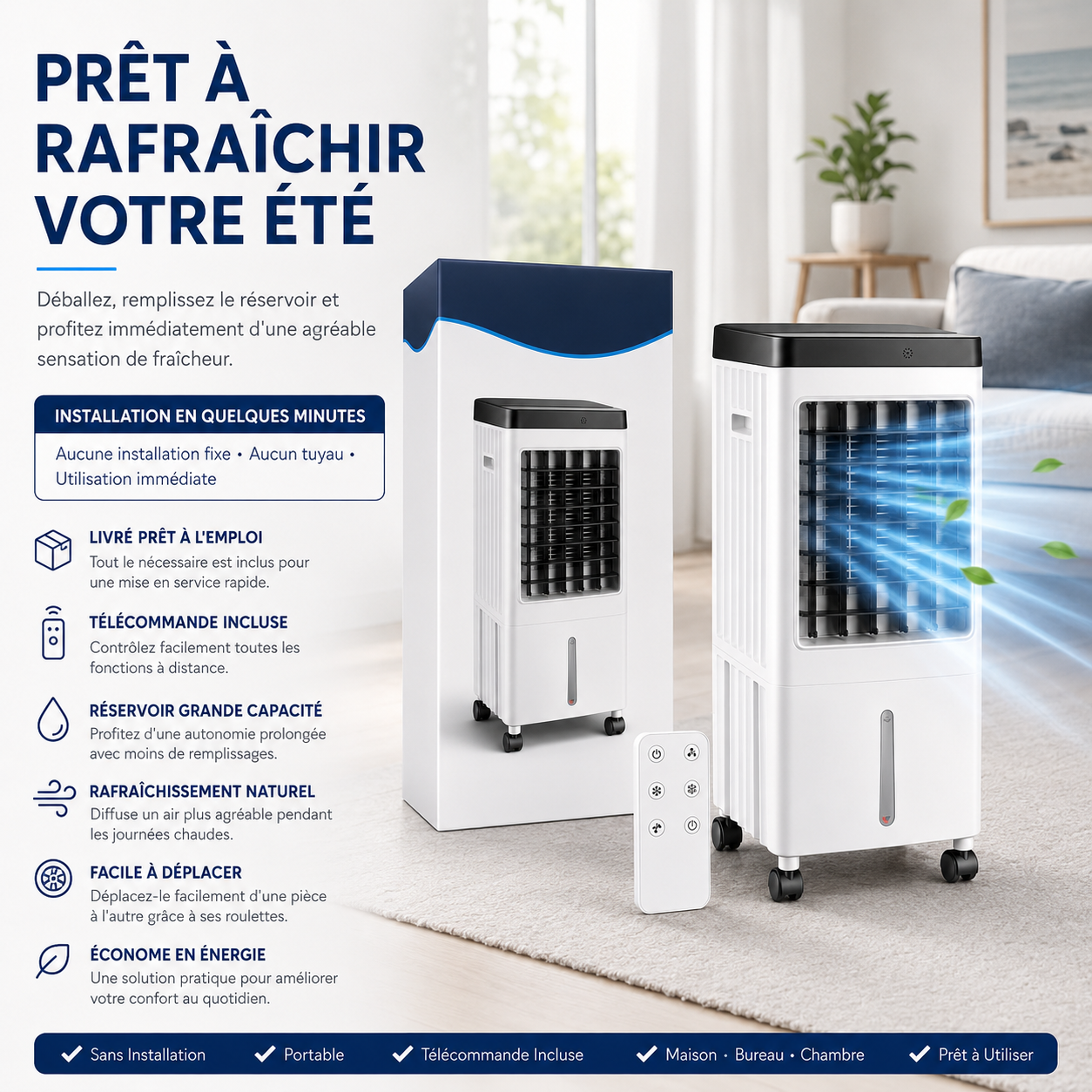 Portable Evaporative Air Conditioner 10L – Cooling Without Installation