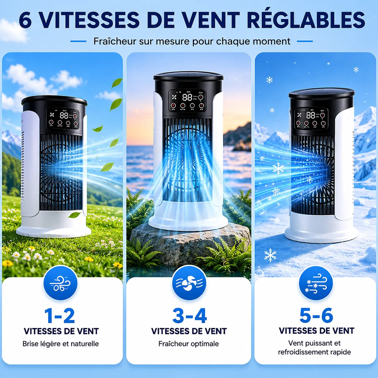 Resfriador de Ar Portátil 3 em 1 com Nebulização e Iluminação LED