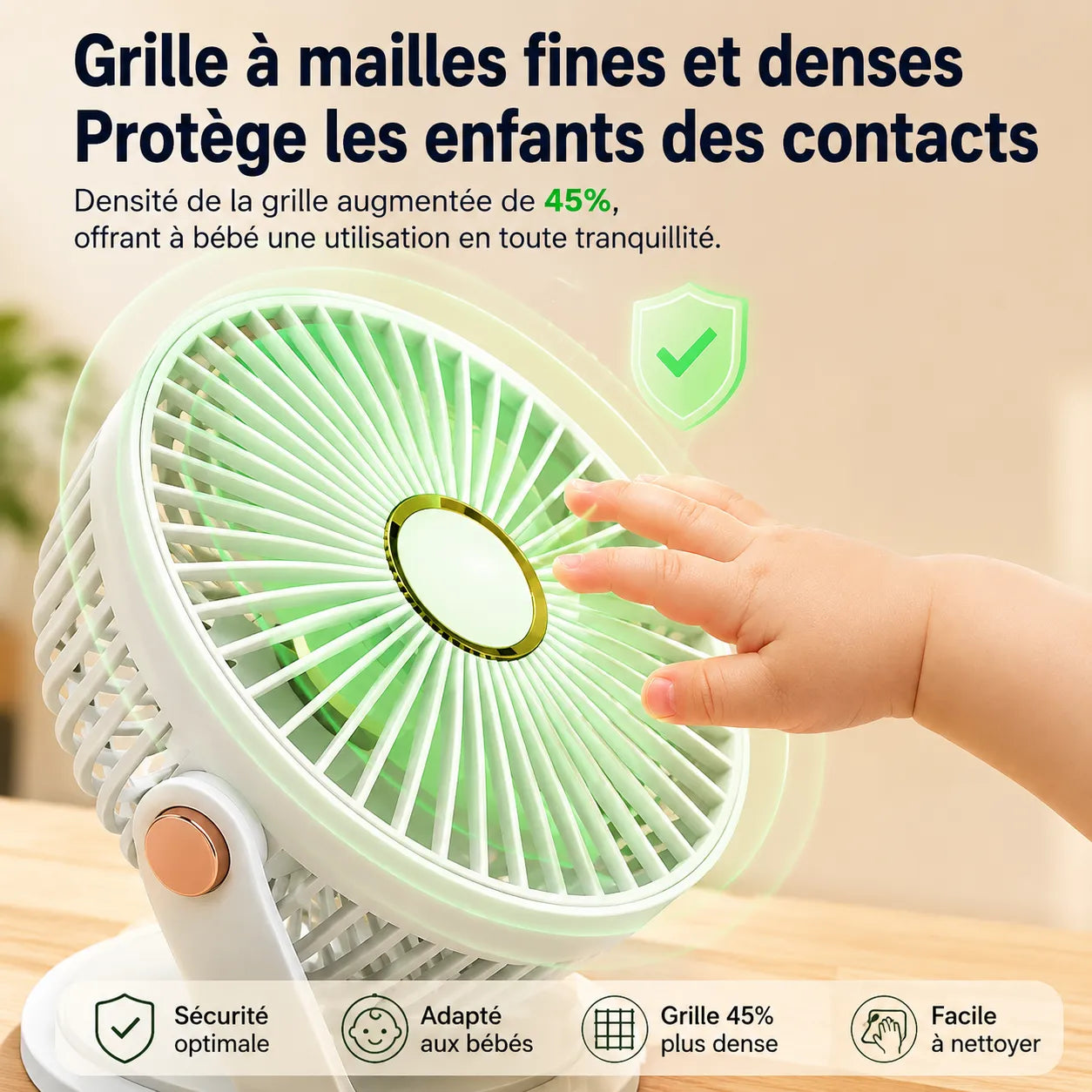 Ventilador portátil recargable con clip de 8000 mAh con LED