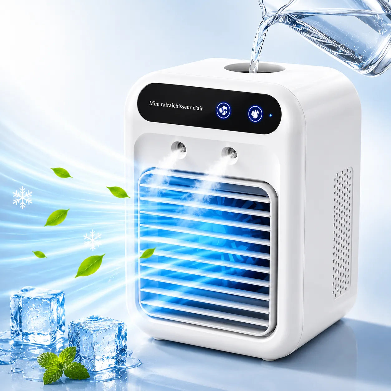 Enfriador de aire portátil 3 en 1 recargable por USB de 500 ml