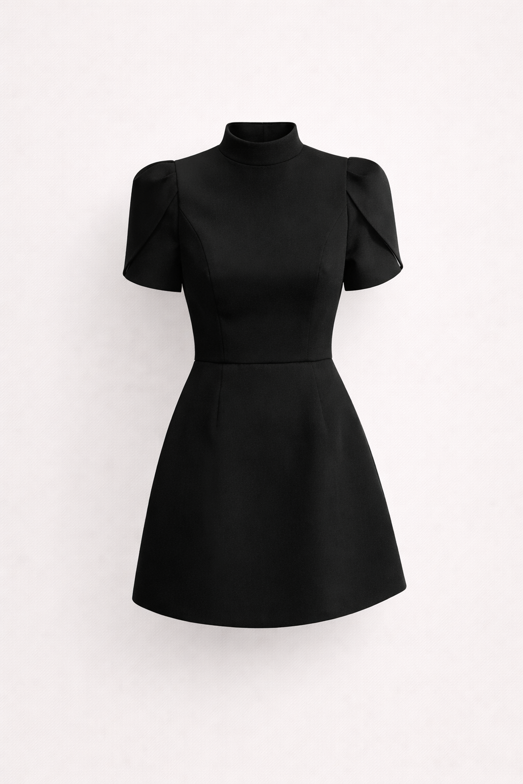 Robe Courte Évasée à Manches Bouffantes et Col Rond pour Femme