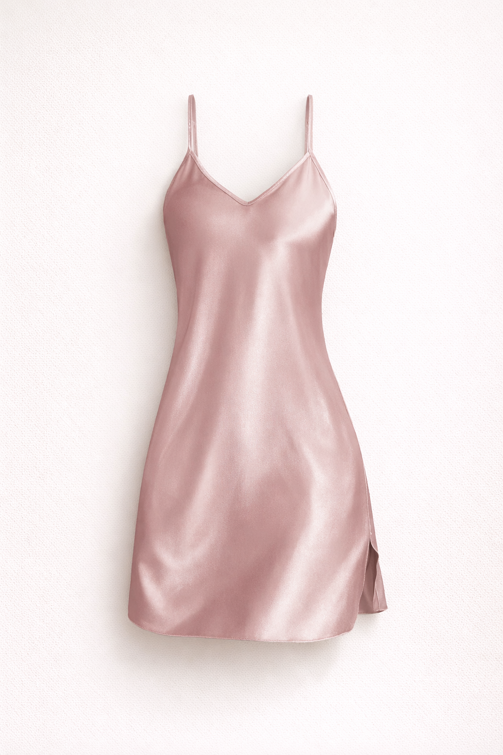 Nuisette en Satin de Soie Artificielle avec Dentelle et Bretelles Ajustables