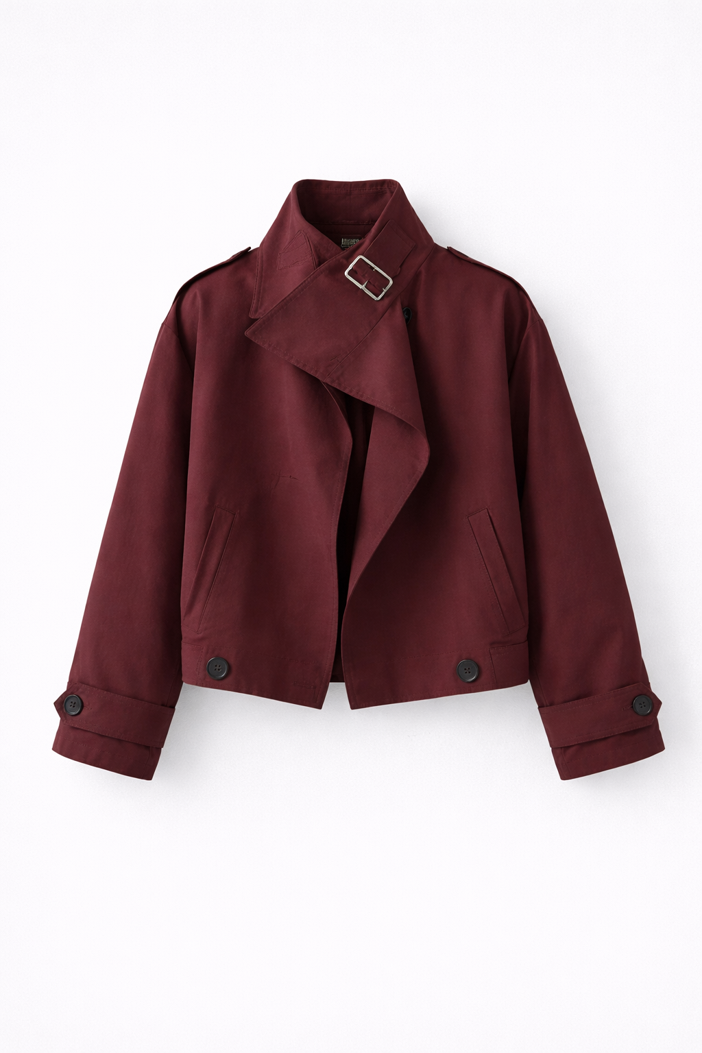 Veste Utilitaire Courte avec Boutonnage Frontal et Col Chemise pour Femme