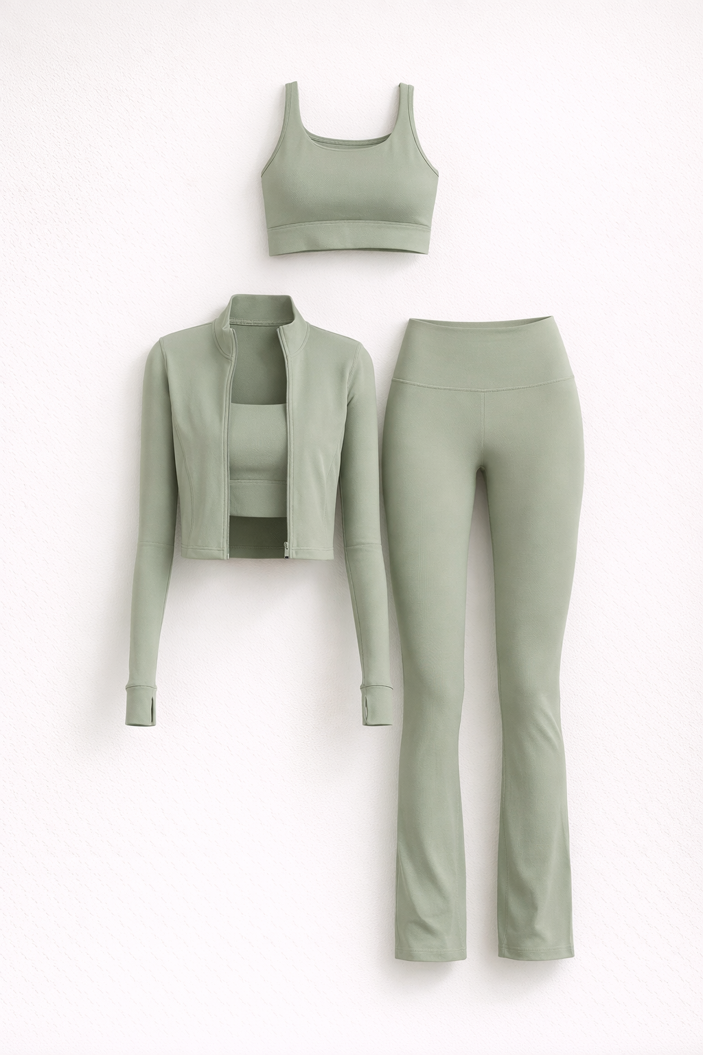 Ensemble de Yoga sans Couture avec Legging Taille Haute et Brassière pour Femme