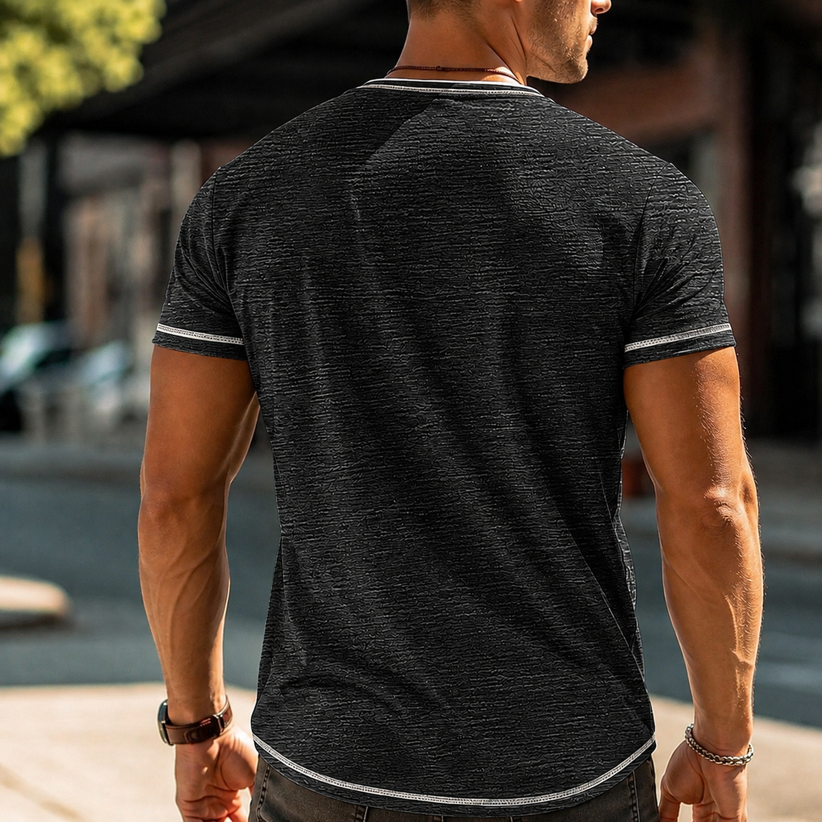 Men's Henley Cotton T-Shirt Comfortable Fit