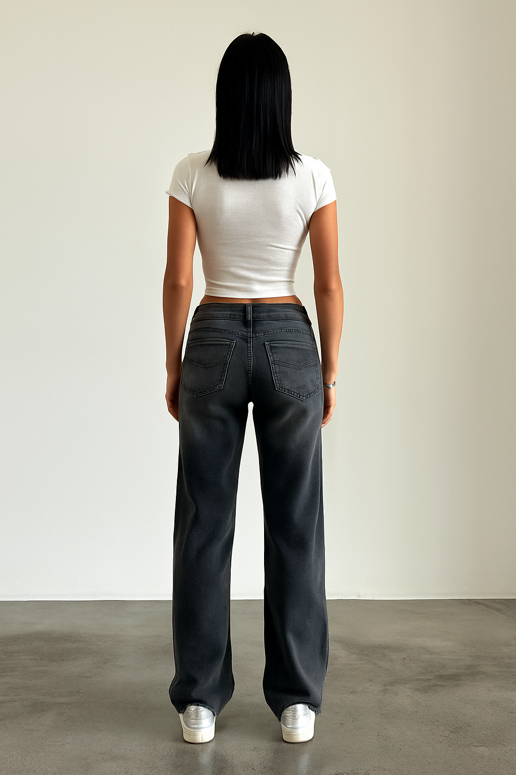 Low-Rise Straight Jeans in Stretch Denim for Women, Casual Fit
