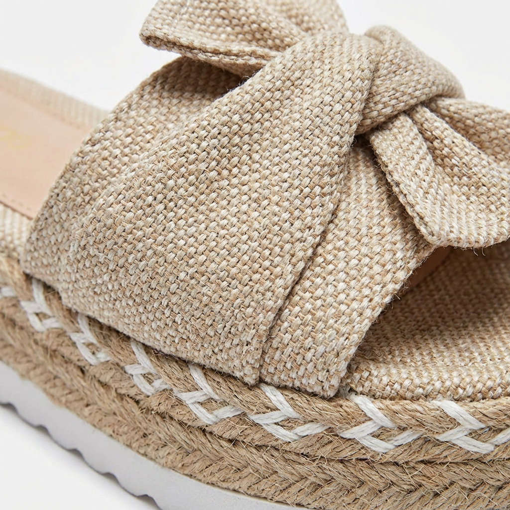 Mules à Plateforme avec Noeud Décoratif et Bout Ouvert pour Femme