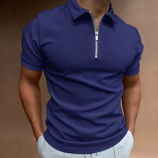 Polo a maniche corte da uomo — cerniera lampo — taglio slim — quotidiano