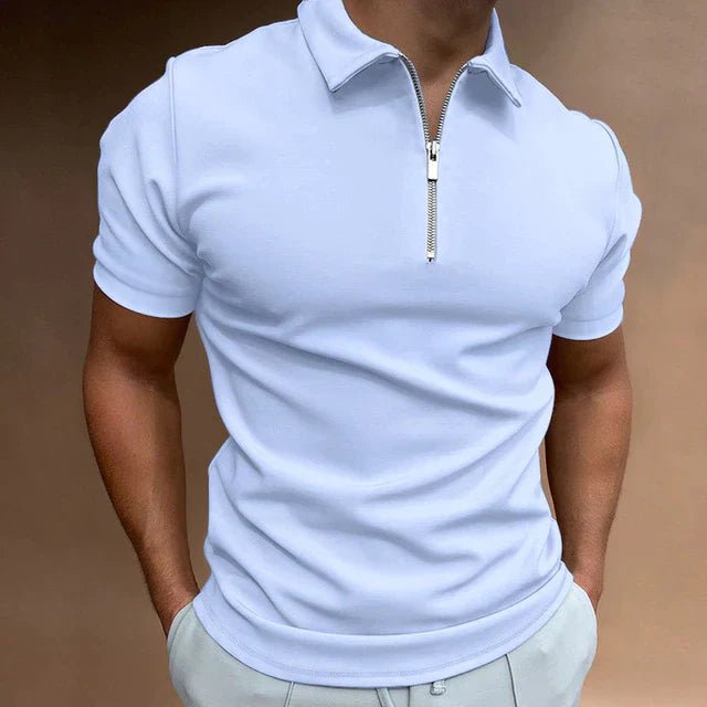 Polo a maniche corte da uomo — cerniera lampo — taglio slim — quotidiano