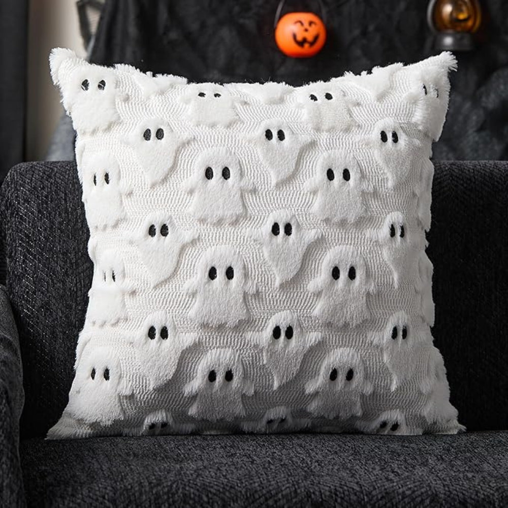 Měkký plyšový povlak na polštář ve tvaru dýně, halloweenská dekorace do obývacího pokoje