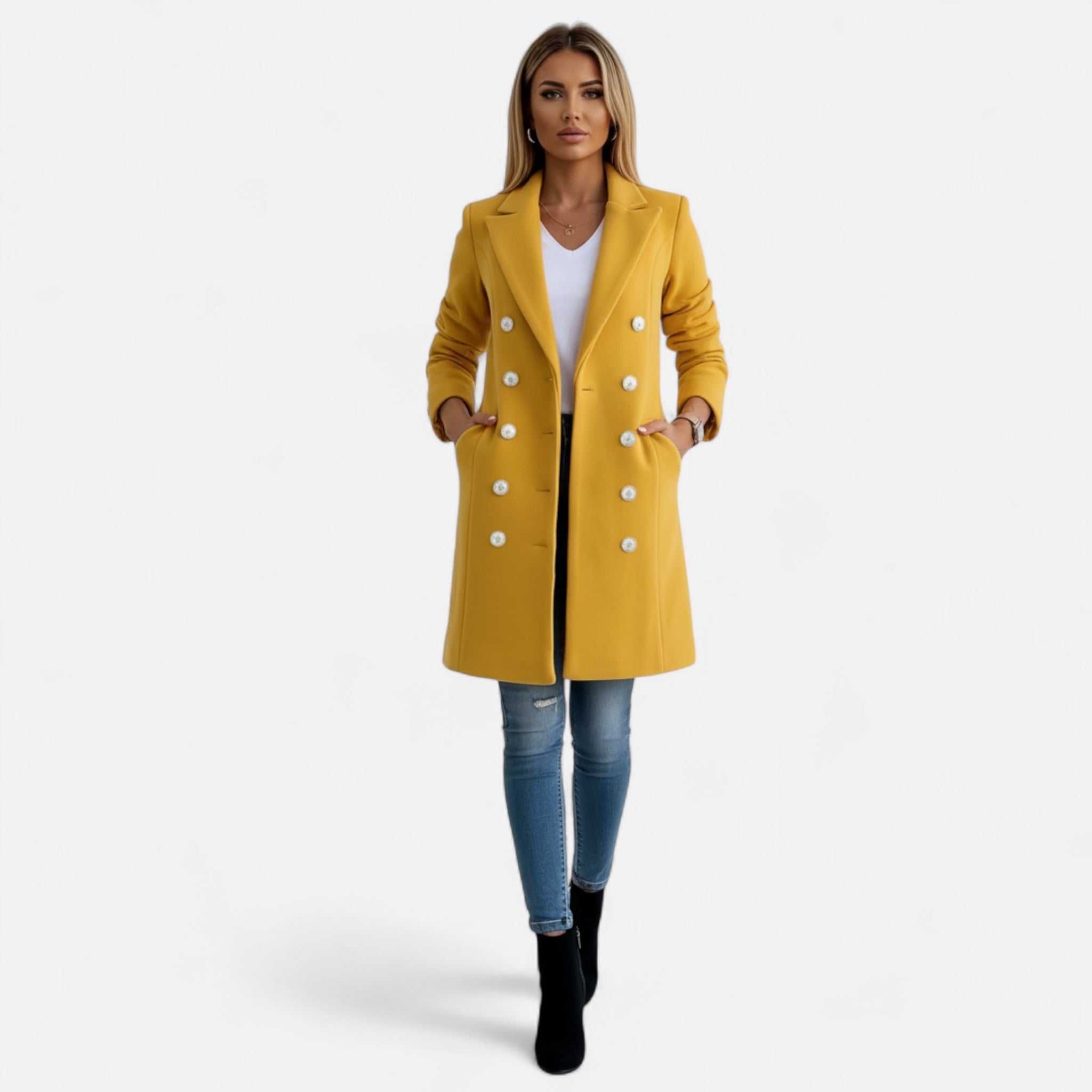 Velclairemode | Elegant Women's Buttoned Winter Coat