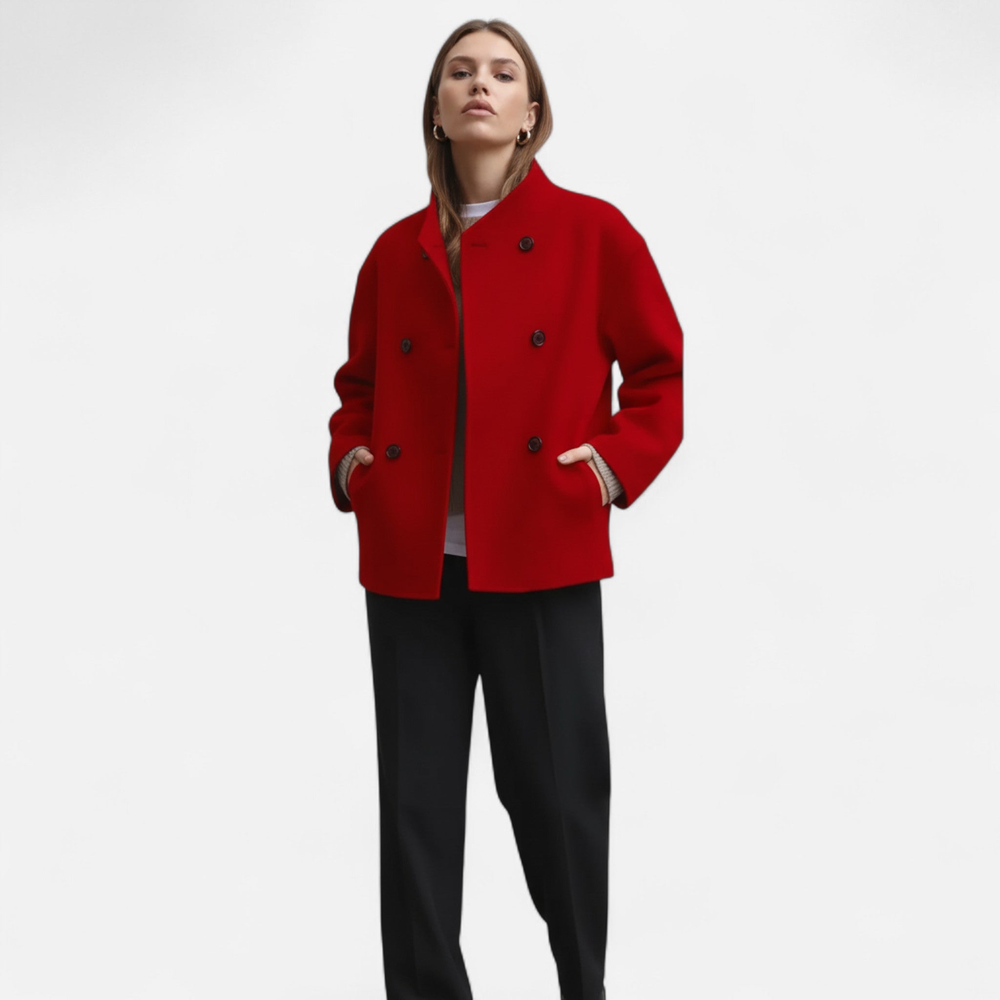 Velclairemode | Women's Double-Breasted Vintage Elegance Jacket