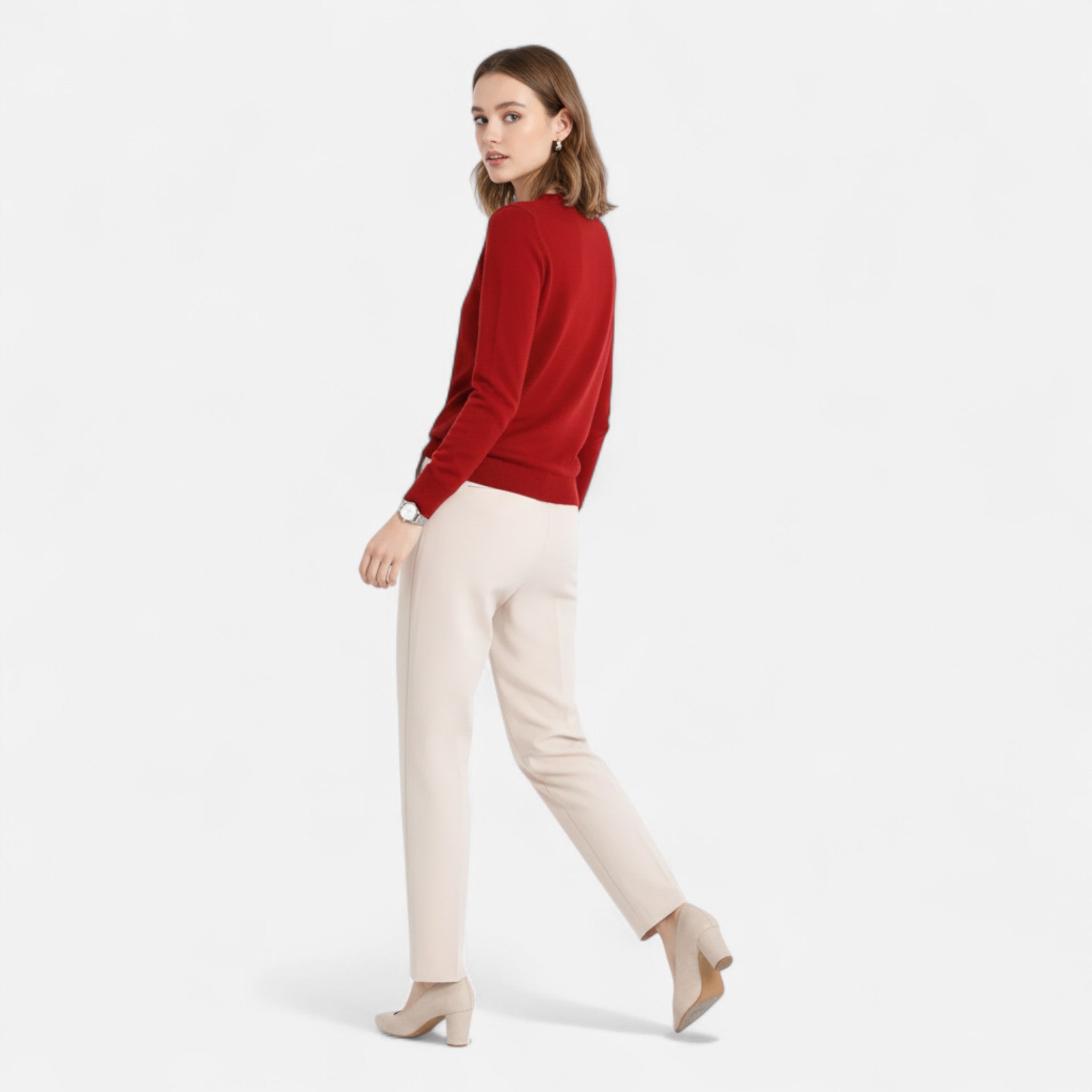 Velclairemode | Women's Merino Wool Crew Neck Sweater