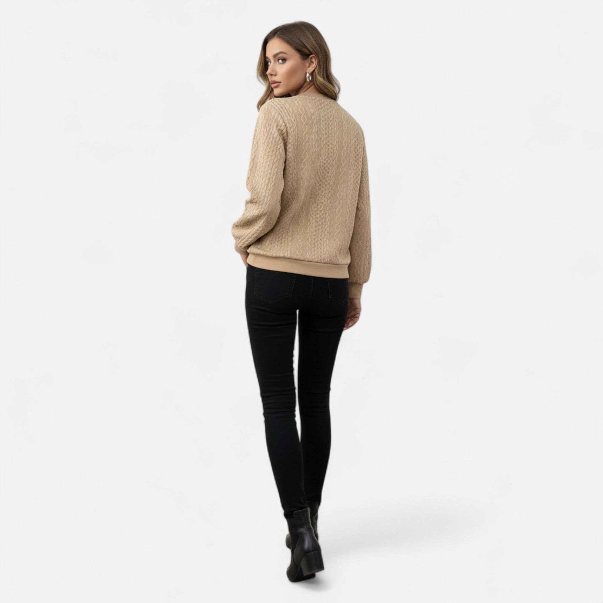 Velclairemode | Women's Textured Half-Zip Sweatshirt for Fall-Spring