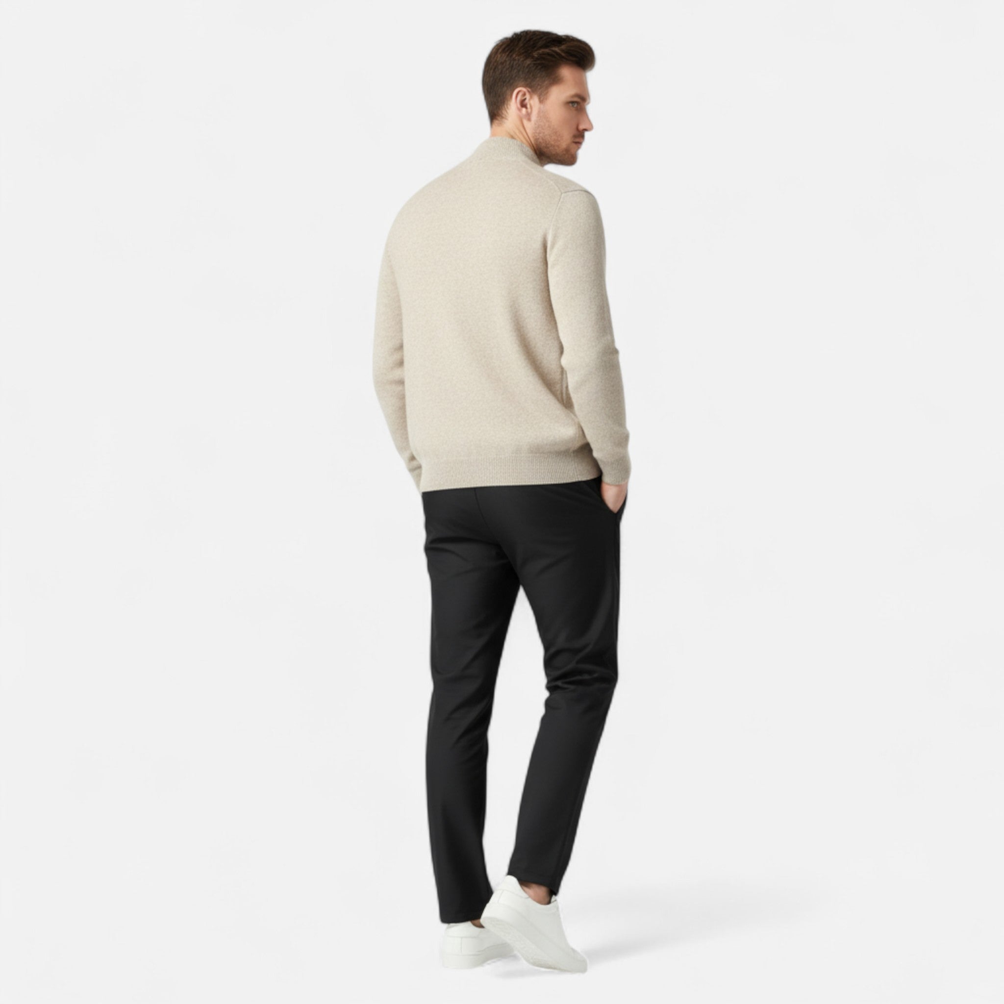 Velclairemode | Men's Merino Wool Cashmere Zip Cardigan