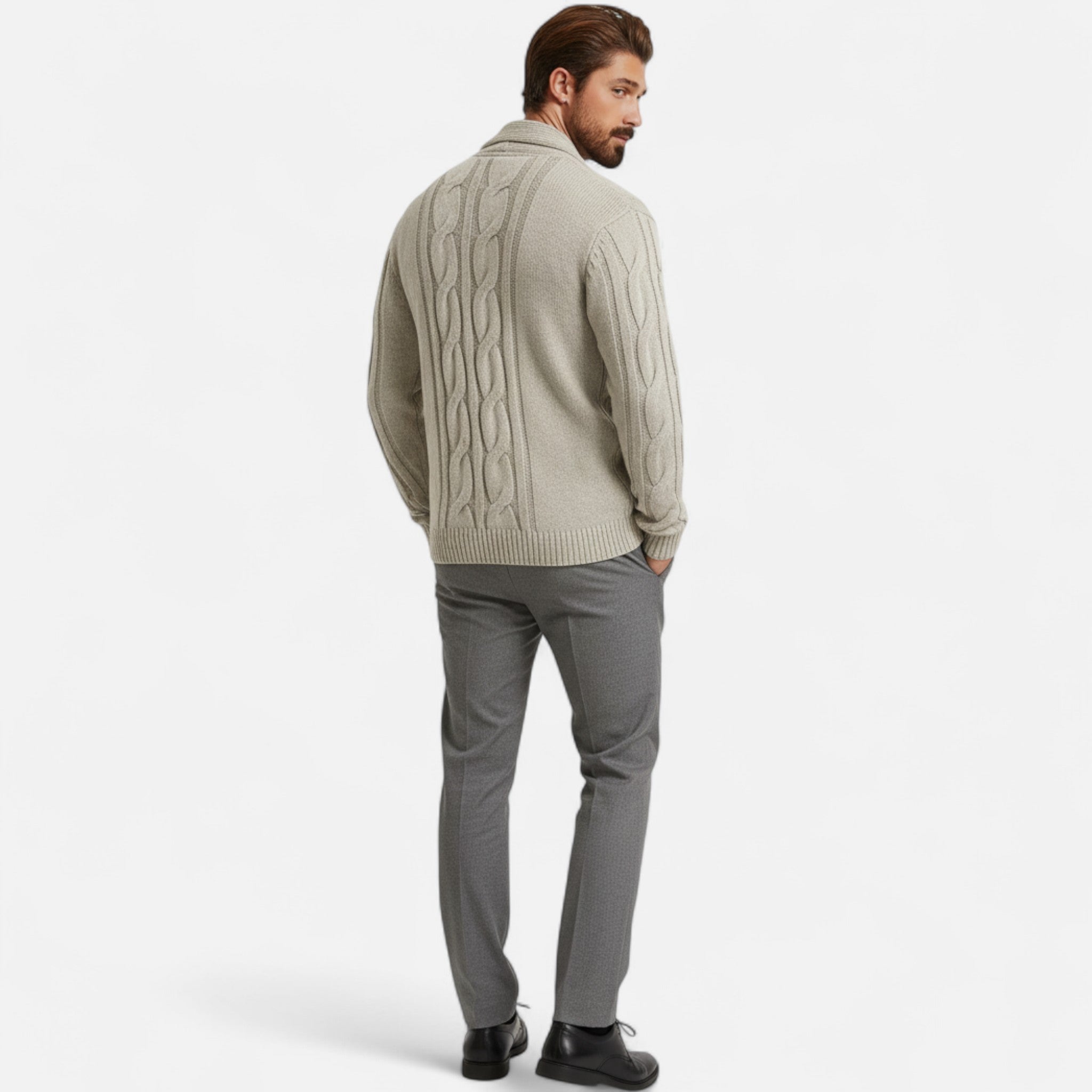 Velclairemode | Men's Cardigan Geometric Patterns Winter Elegance