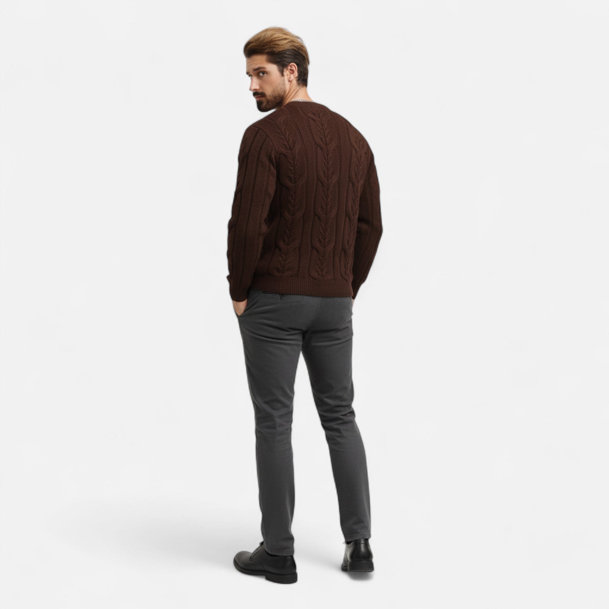 Velclairemode | Men's Striped Round Neck Sweater Fall-Winter