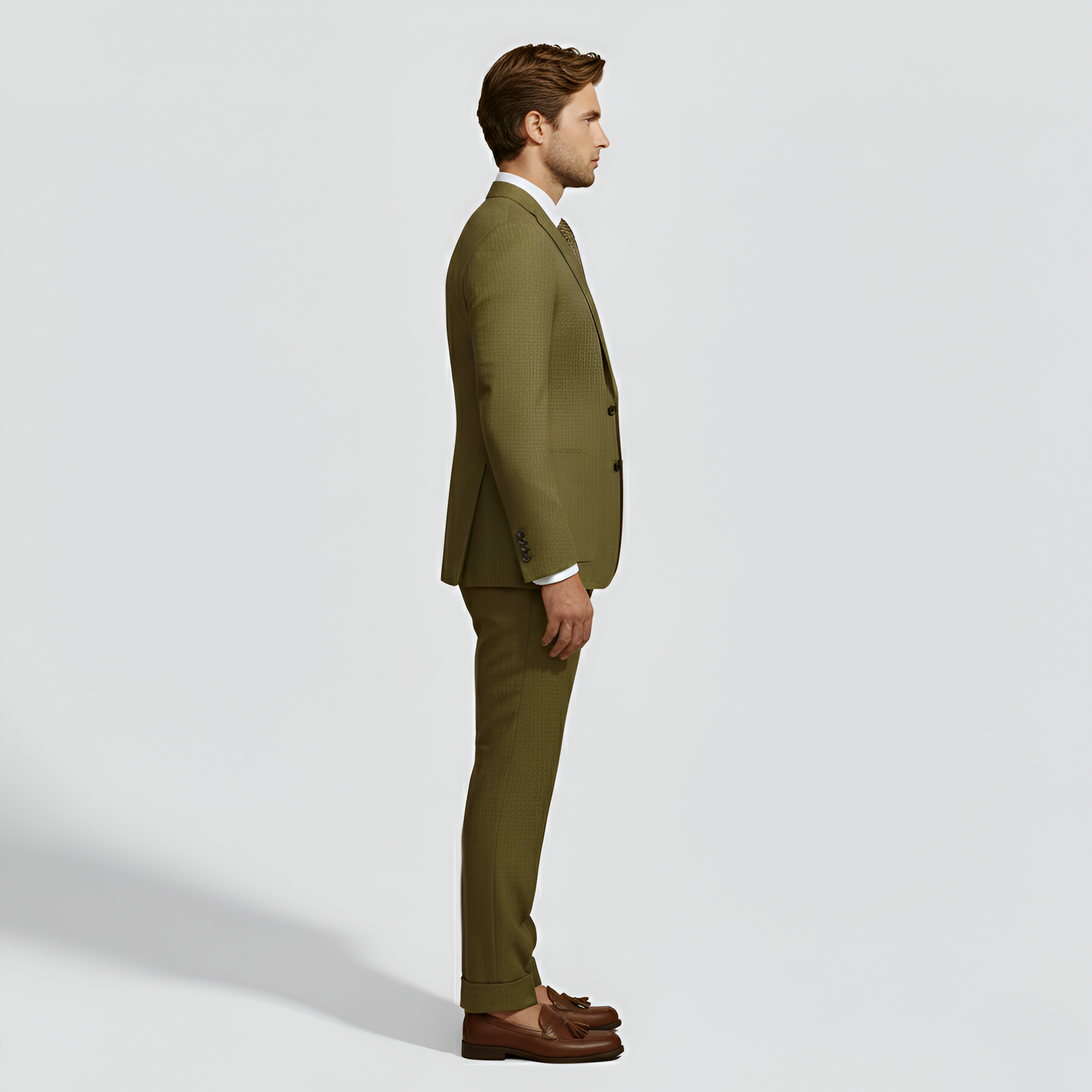 Costume Deux Pièces Ajusté en Polyester Imprimé avec Veste et Pantalon pour Homme