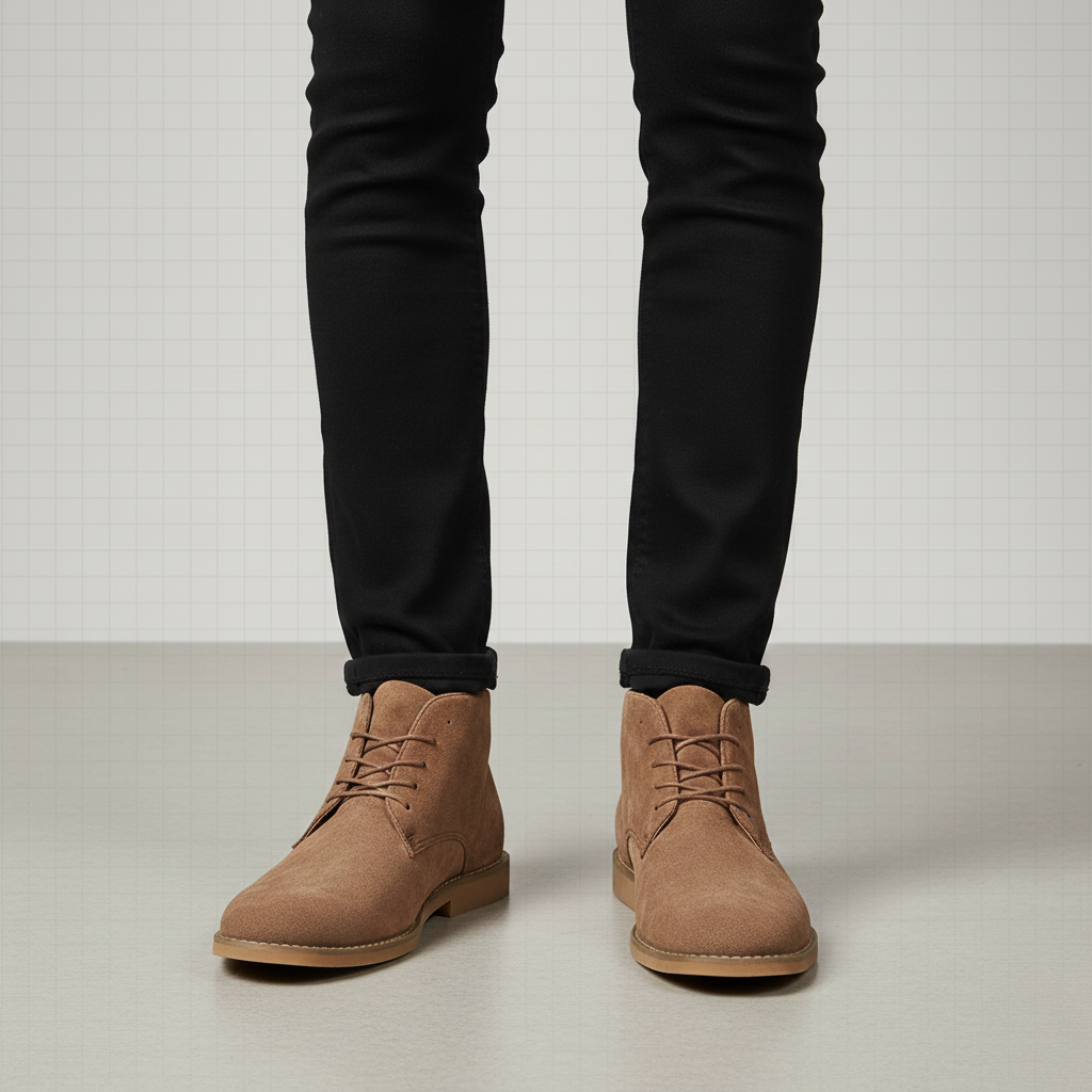 Bottines Desert en Daim Synthétique à Lacets et Bout Pointu pour Homme