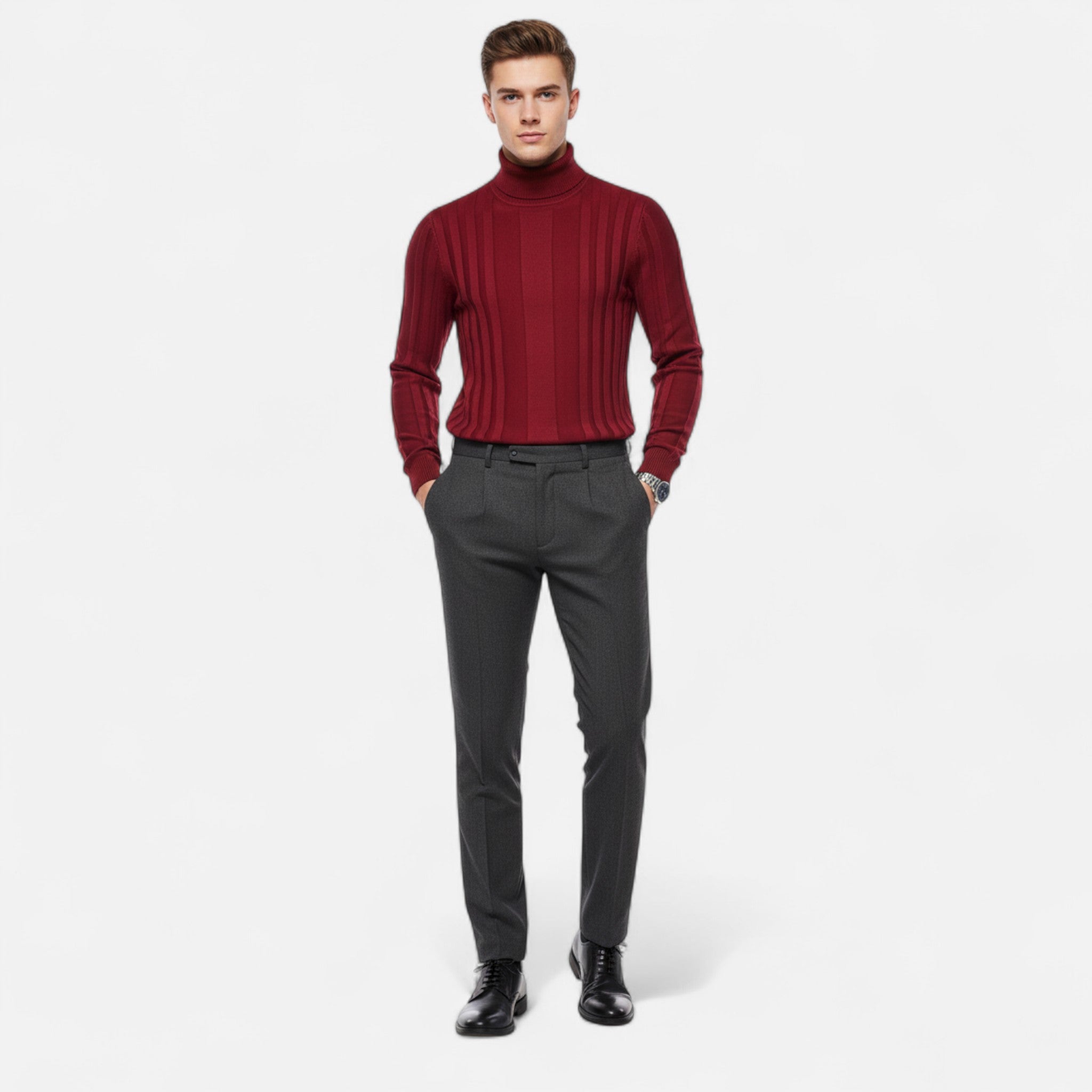 Velclairemode | Men's Thermal Stand-Up Collar Sweater for Autumn and Winter