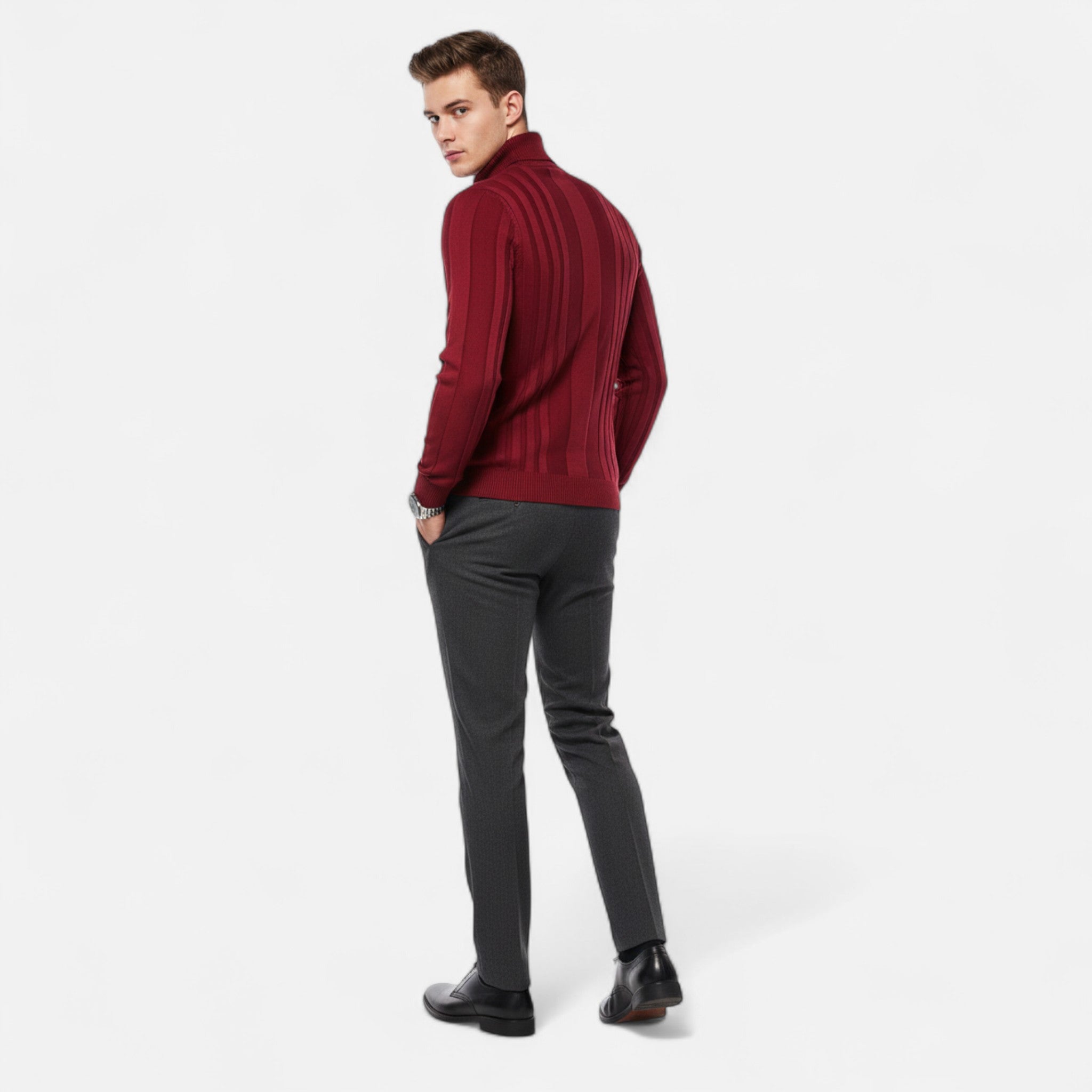 Velclairemode | Men's Thermal Stand-Up Collar Sweater for Autumn and Winter