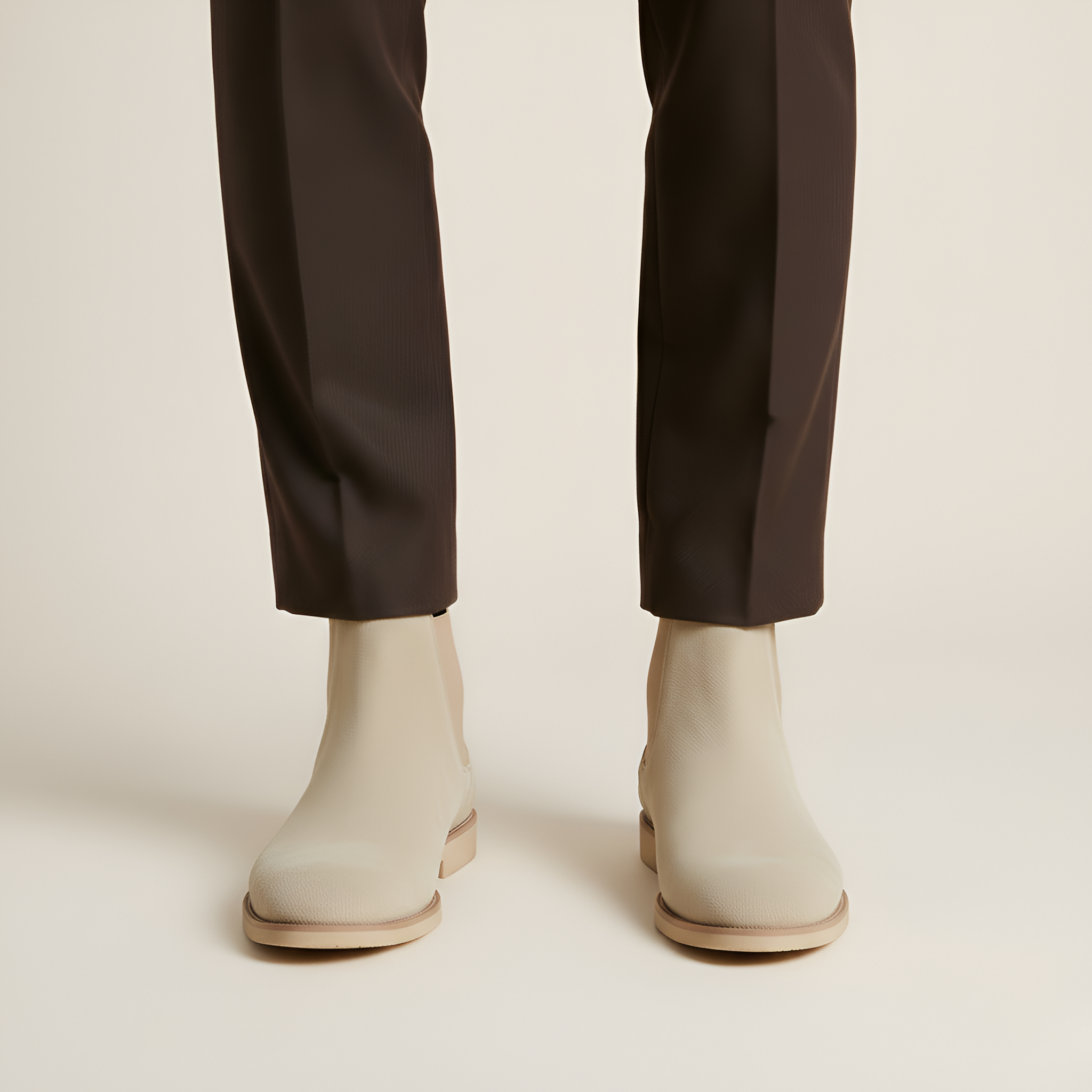 Bottines Chelsea en Daim de Vachette à Bout Pointu et Semelle en Caoutchouc pour Homme