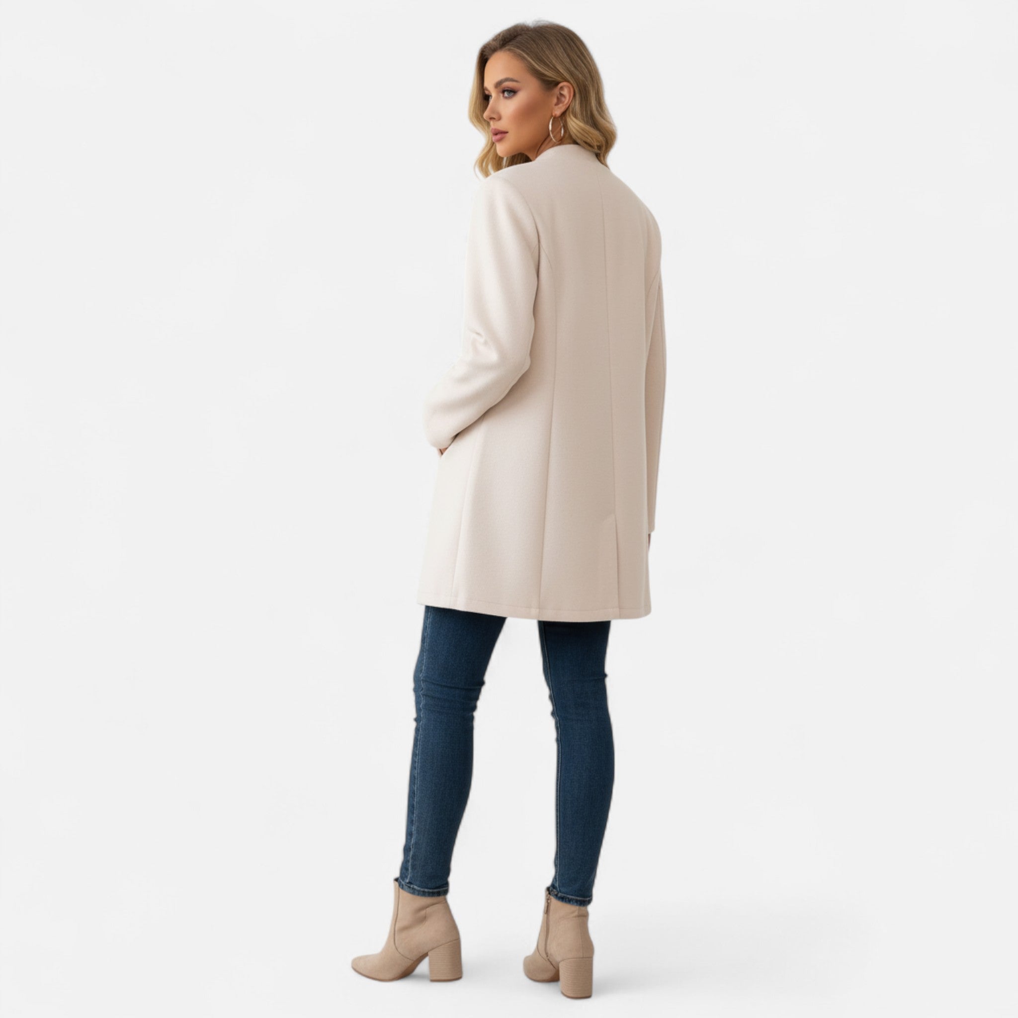 Velclairemode | Women's Mid-Length Jacket with Stand-Up Collar for Autumn and Winter