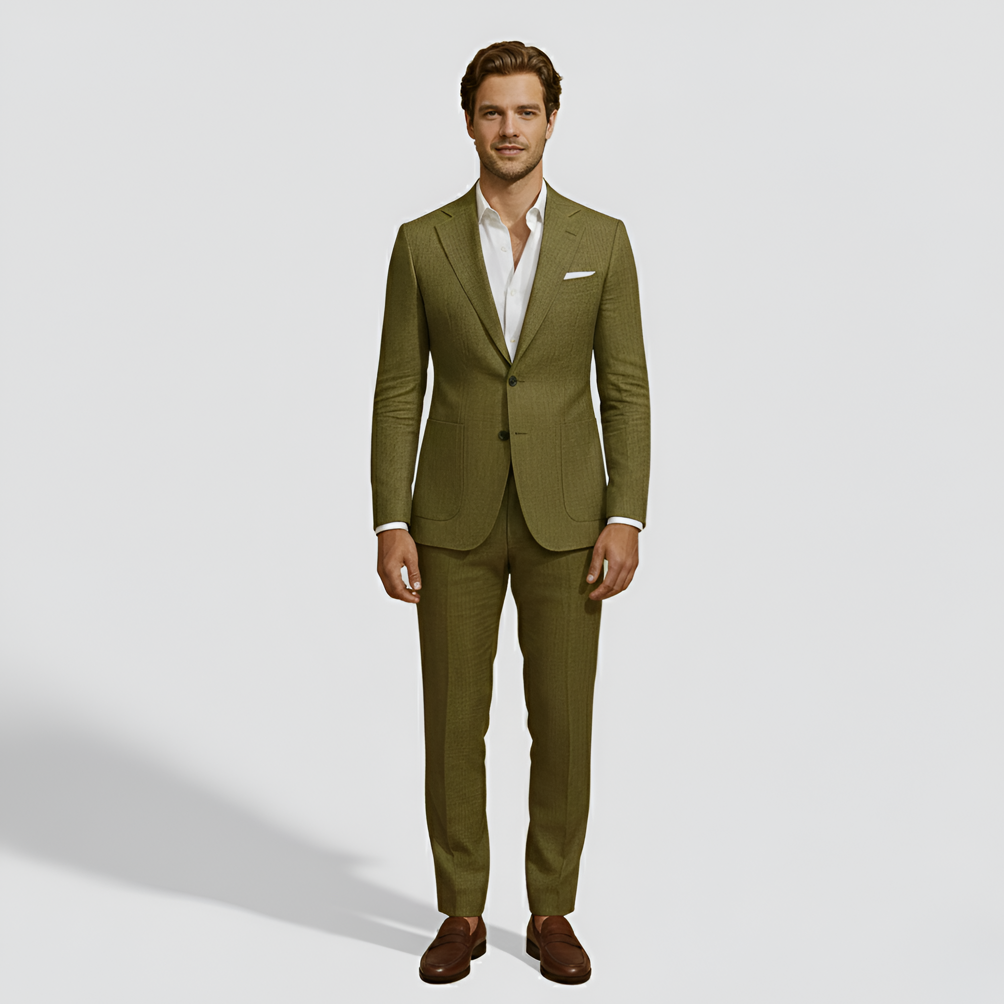 Costume Deux Pièces Ajusté en Polyester Imprimé avec Veste et Pantalon pour Homme