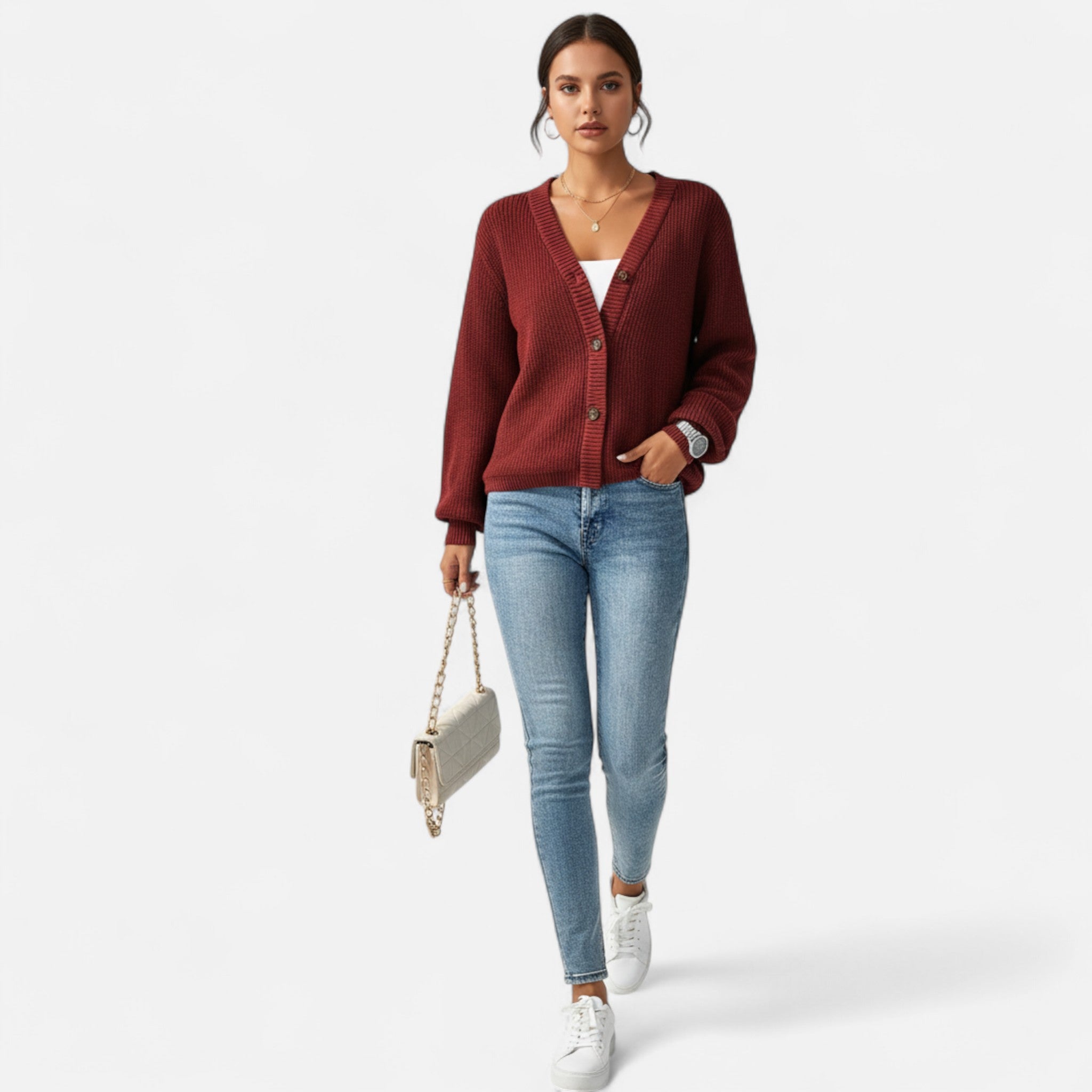 Velclairemode | Women's Buttoned Cardigan Elegance Autumn-Spring