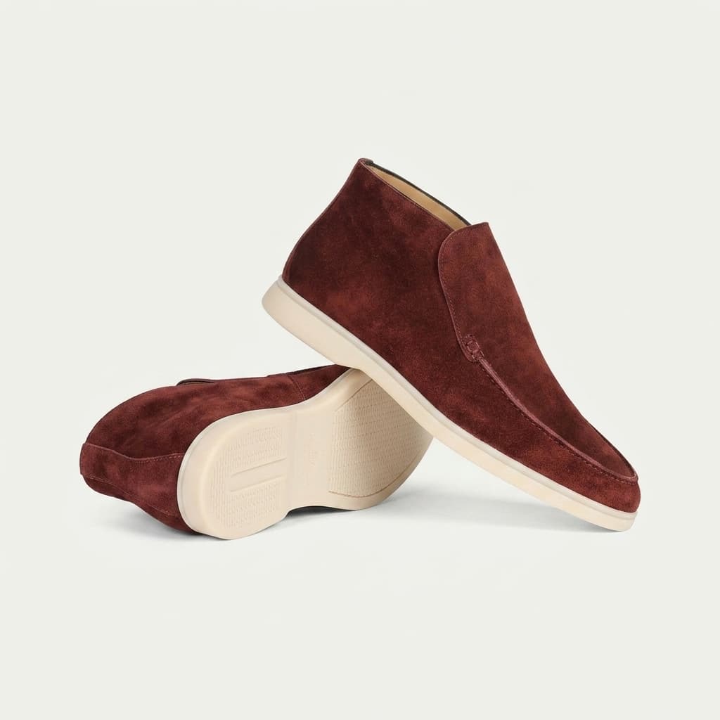 Mocasines altos de ante — botines slip-on para hombre — oficina y noche