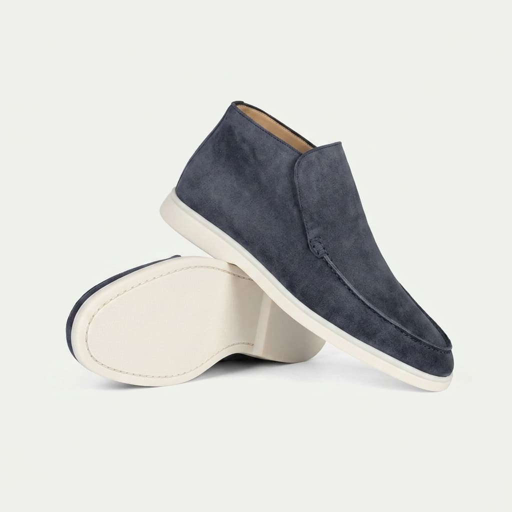 Mocasines altos de ante — botines slip-on para hombre — oficina y noche