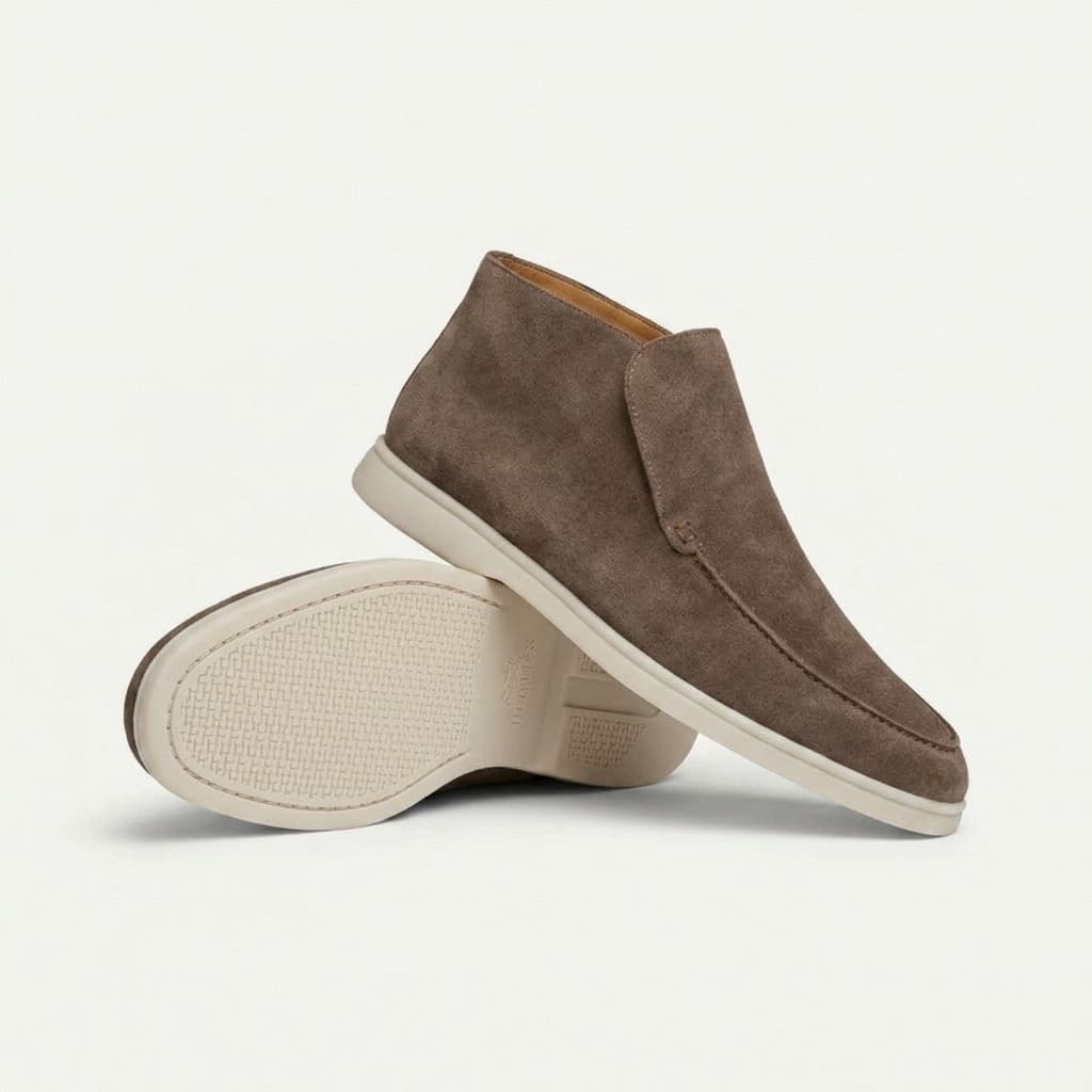 Mocasines altos de ante — botines slip-on para hombre — oficina y noche