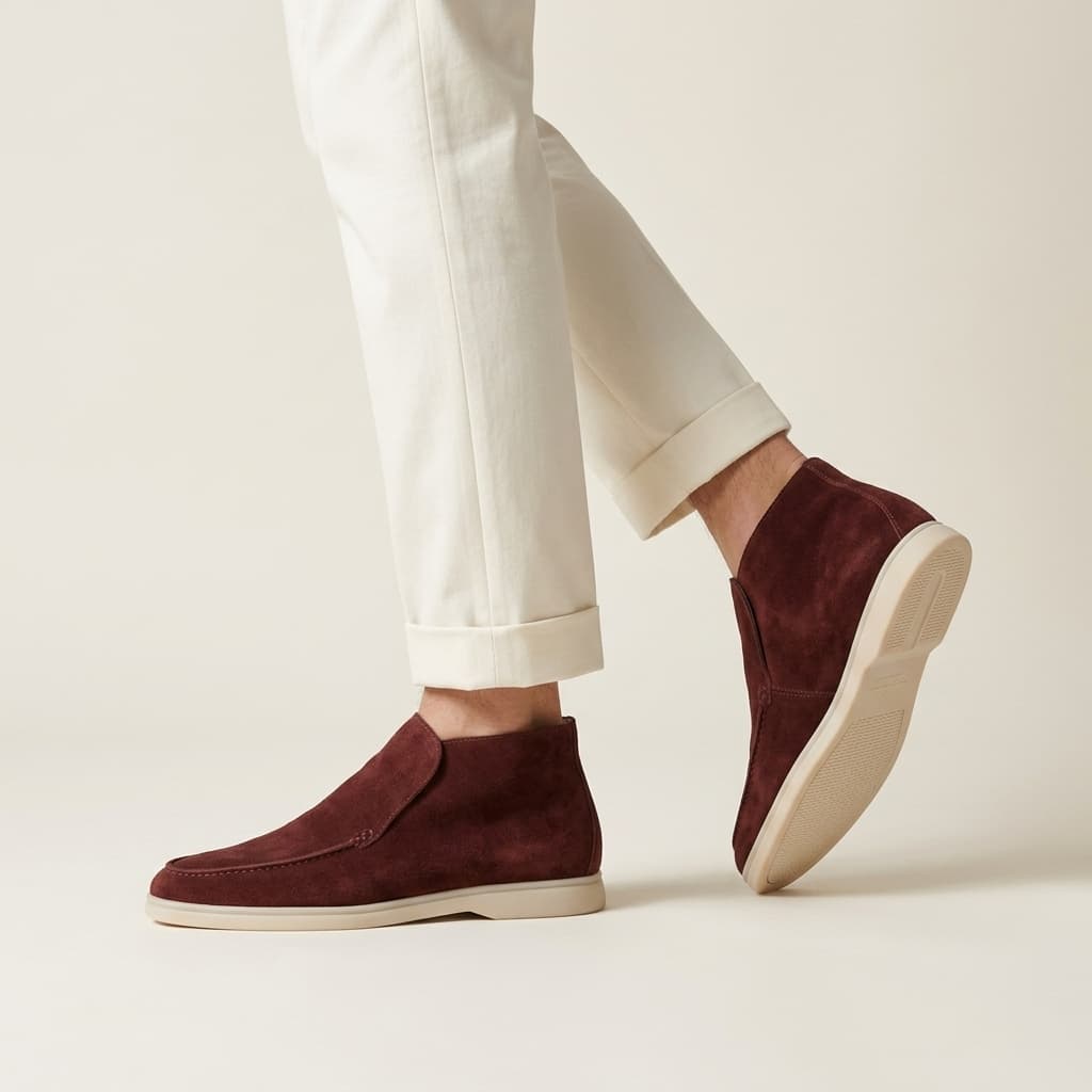 Mocasines altos de ante — botines slip-on para hombre — oficina y noche