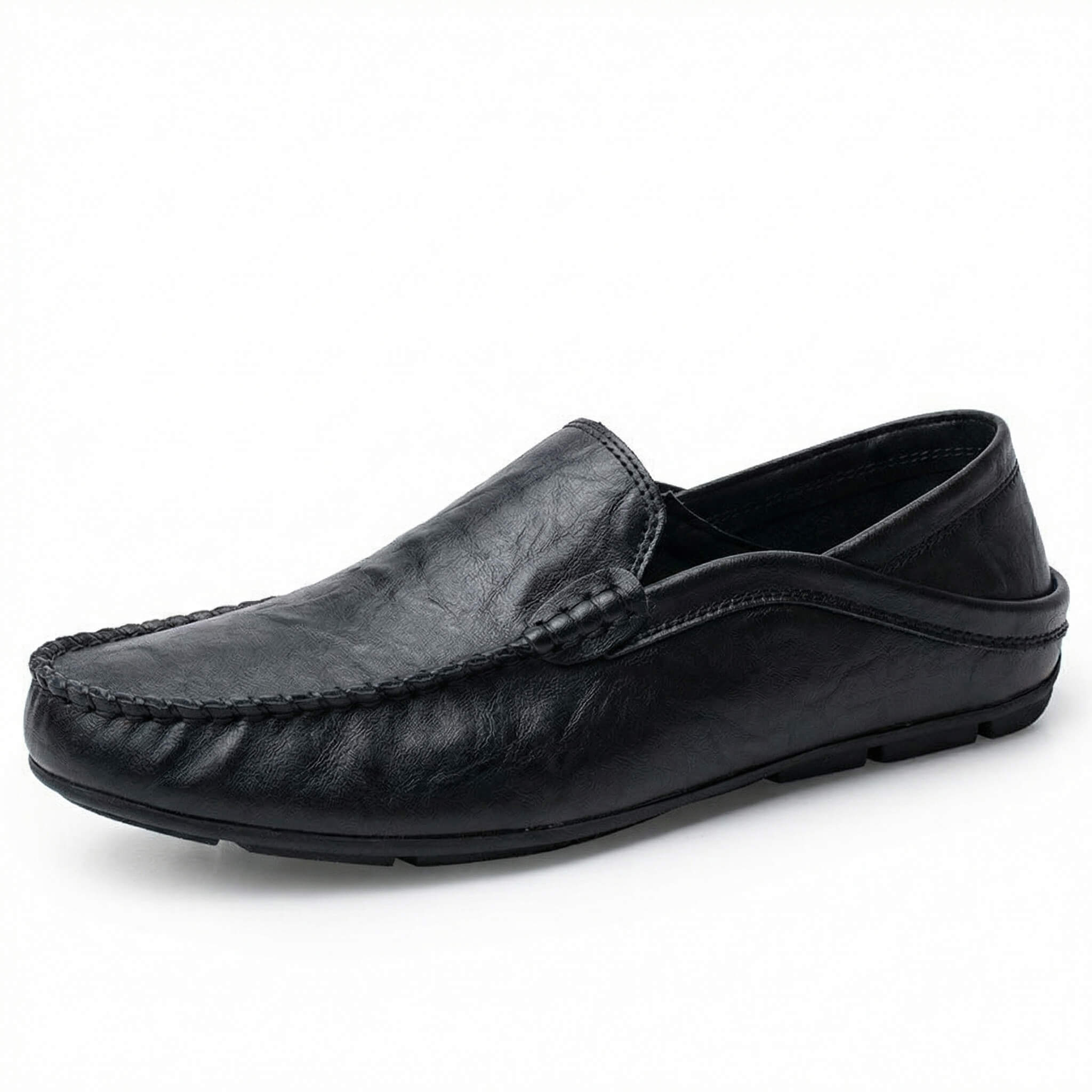Mocassins masculinos de couro — salto dobrável — sapatos para viagem