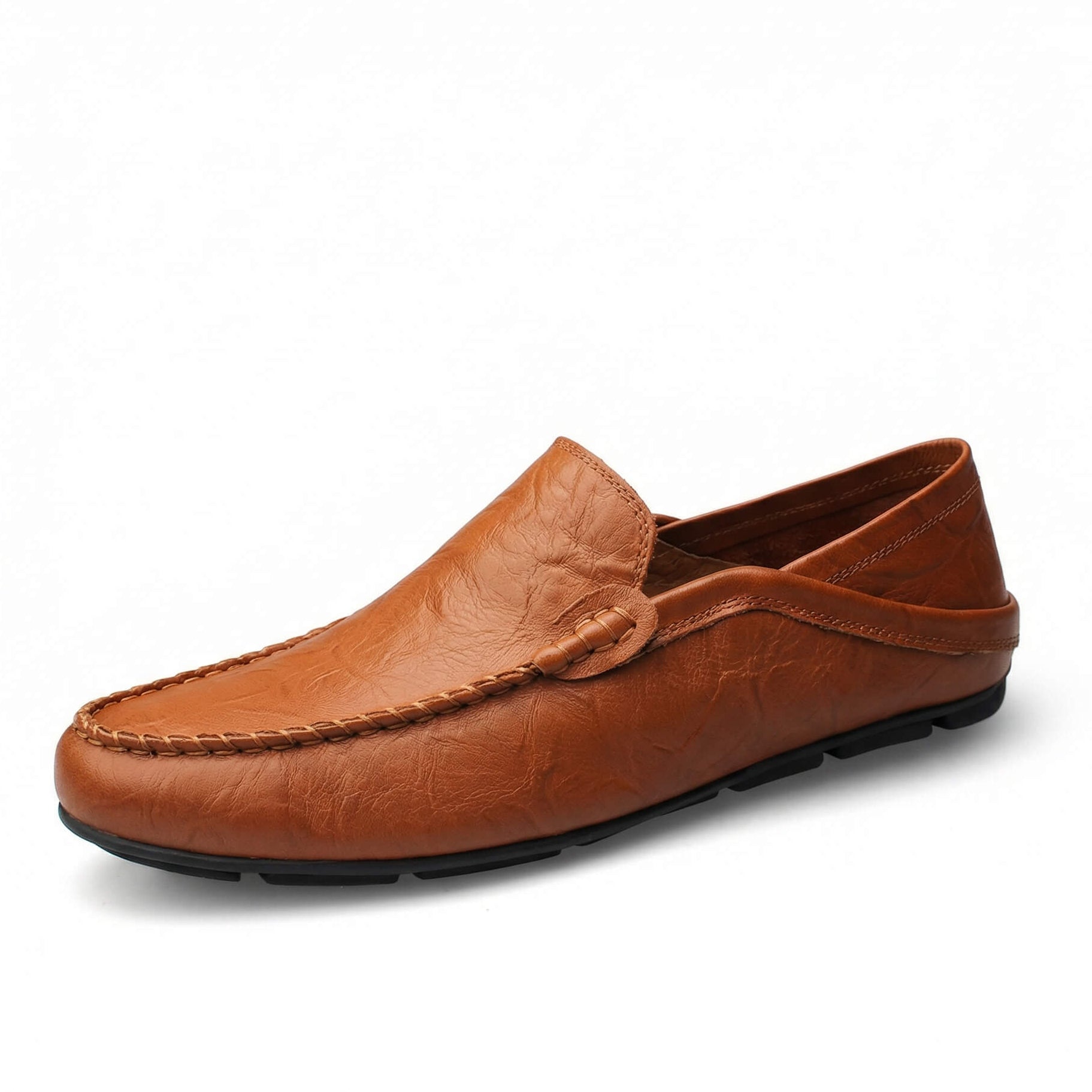 Mocassins masculinos de couro — salto dobrável — sapatos para viagem