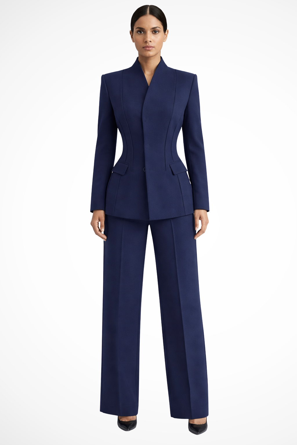 Women's Two-Piece Suit Structured Blazer and Chic Flowing Pants