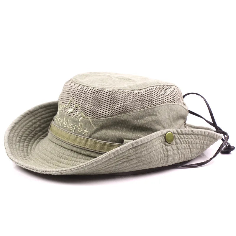 Bucket hat chapeau de soleil unisexe en coton avec maille aérée été