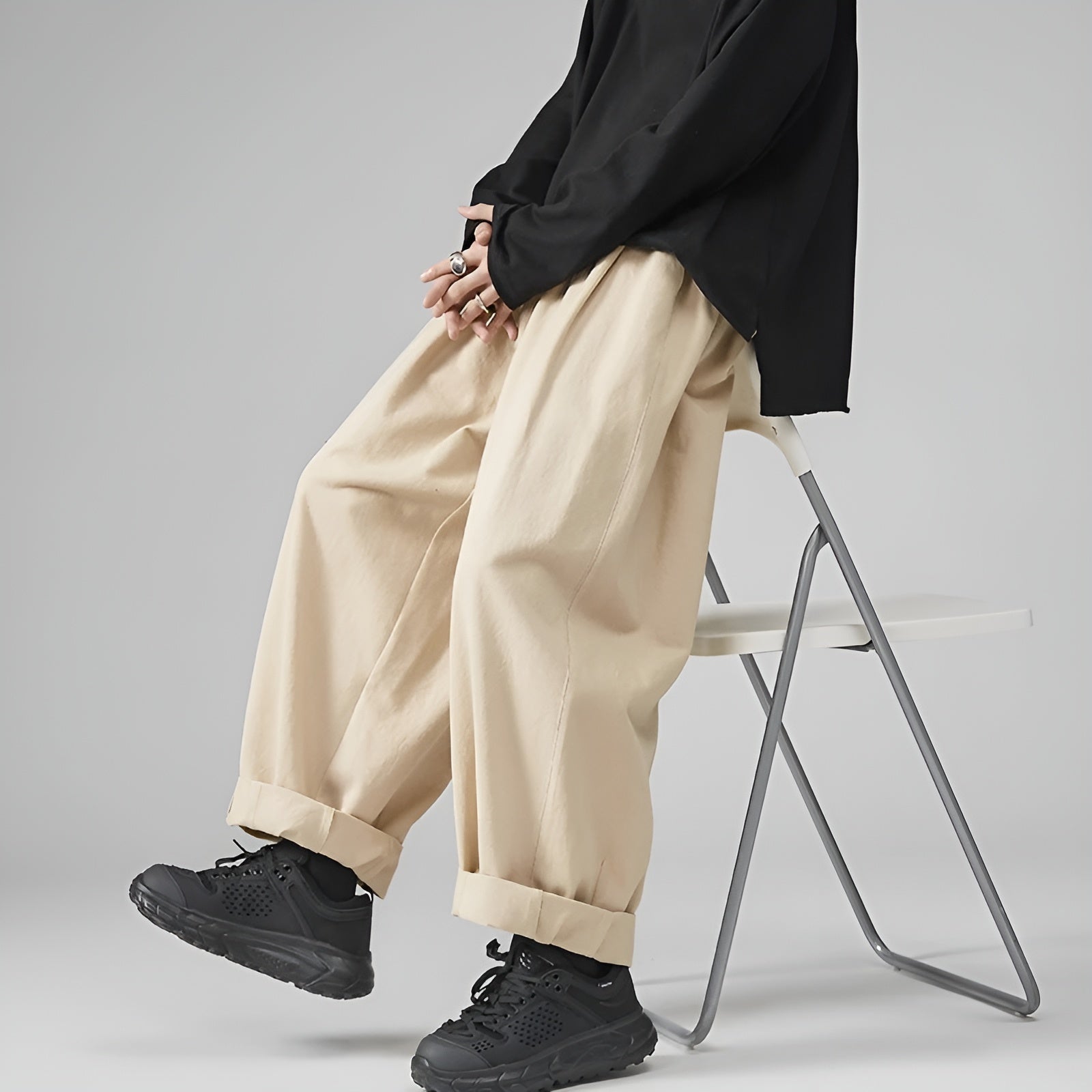Pantalon Lanterne Oversize à Jambes Larges et Style Japonais pour Homme
