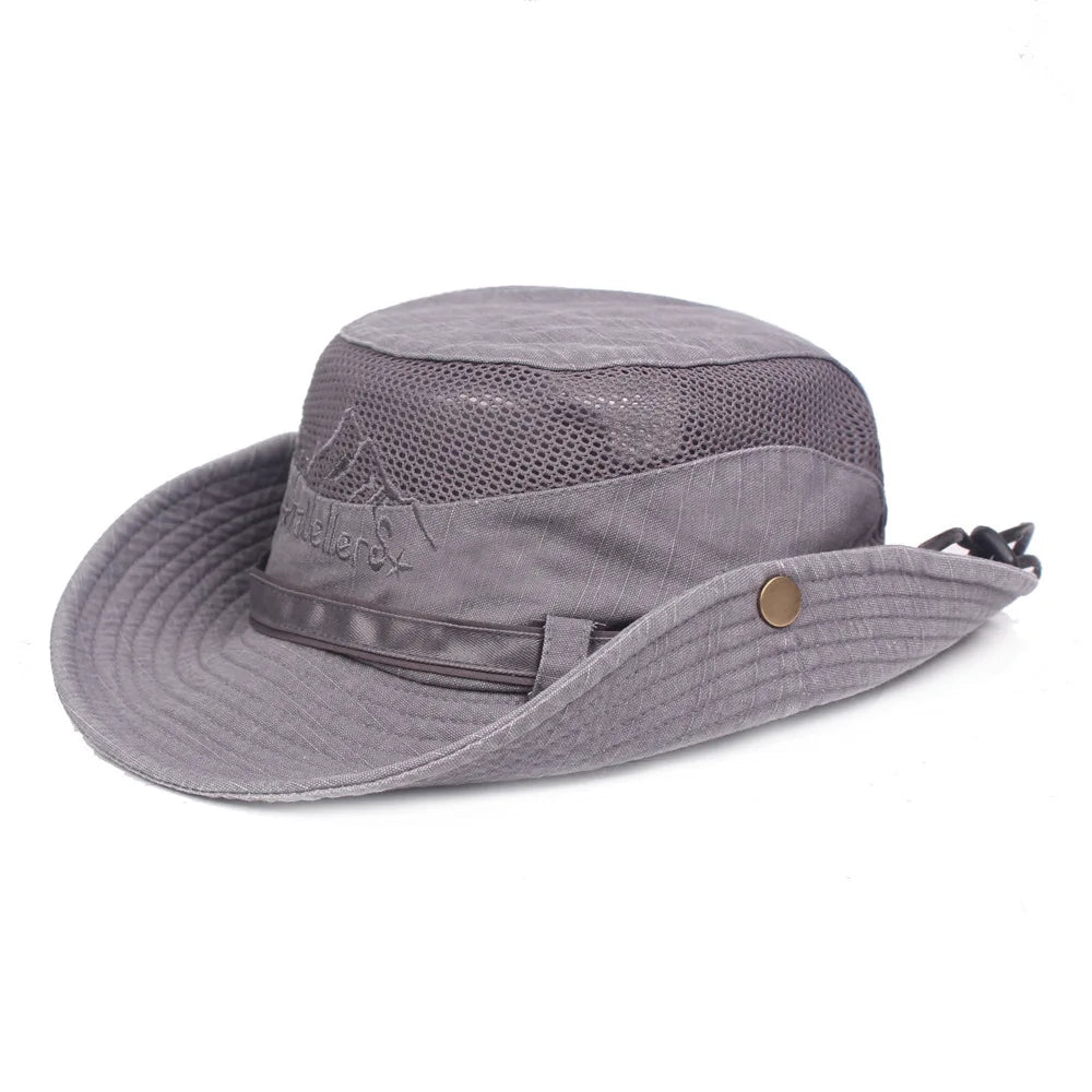 Bucket hat chapeau de soleil unisexe en coton avec maille aérée été