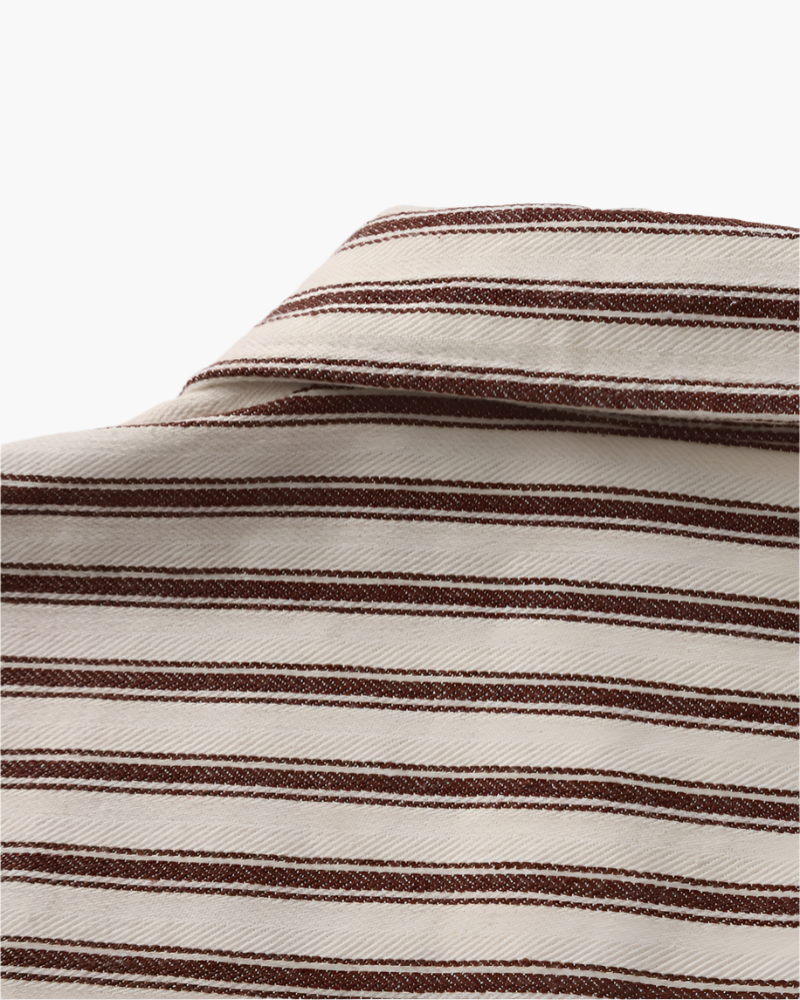 Chemise Rayée à Manches Longues en Coton Mélangé avec Poche Poitrine pour Homme